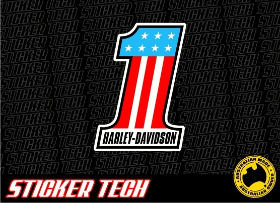 NUMBER ONE AMERICAN FLAG HARLEY DAVIDSON STICKER DECAL SUITS