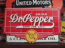 VINTAGE LARGE DR PEPPER PORCELAIN METAL SIGN OLD BEVRAGE ADVERTISING SODA POP
