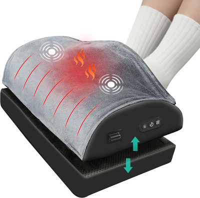 Heated Foot Rest under Desk at Work, Ergonomic Desk Footrest with Vibrating Mass