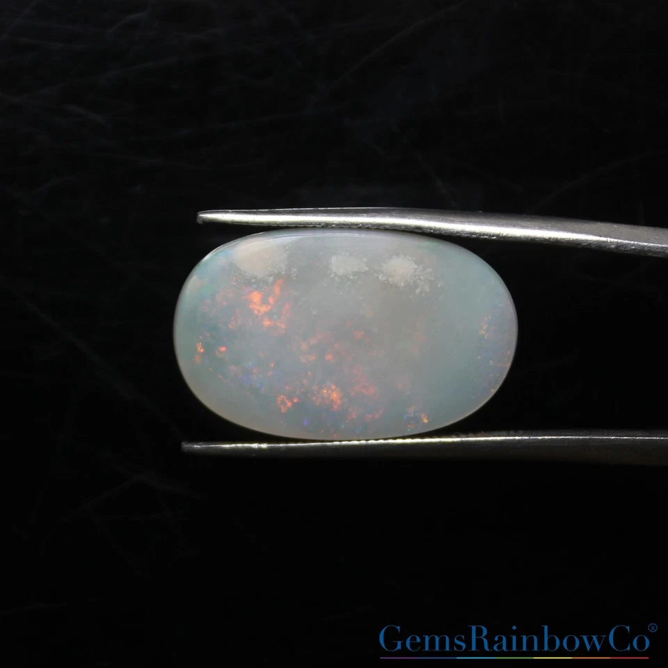 Cabujón de ópalo australiano natural 7 quilates piedra preciosa suelta ovalada con juego de fuego naranja Foto 3 de 4