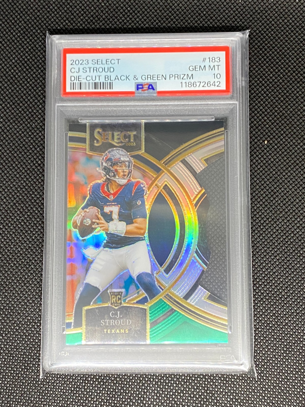 2023 Panini Select - C.J. Stroud #183 Black & Green Prizm Die-Cut RC PSA 10