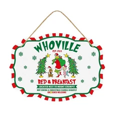 Christmas Decoration Santa Grinch Cindy Max Whoville Snowflake Wood Hanging Sign