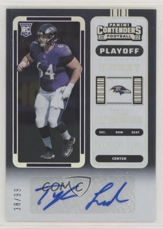 2022 Panini Contenders Playoff Ticket 38/99 Tyler Linderbaum Rookie Auto RC 0d75