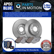 2x Solid Brake Discs and Pads fits FIAT PANDA 169AXA1A 1.1 Front 2003 on 240mm