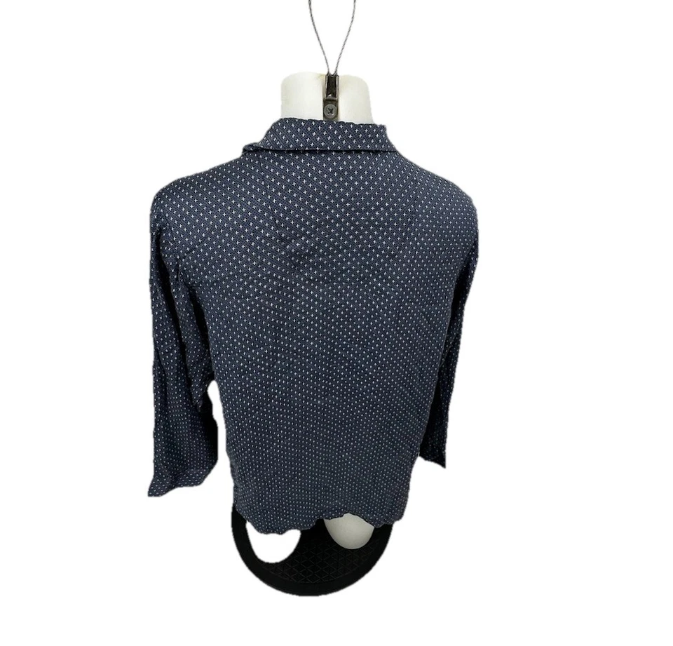 Alfani Small Men Button Up Long Sleeve Silk Shirt Light Blue Geometric 7-2k - Image 4 of 4