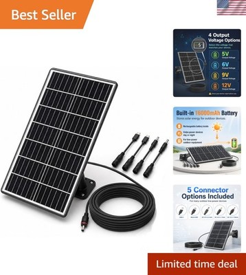 15W Solar Panel Kit with 16000mAh Battery - 4 Voltage Outputs &  Waterproof