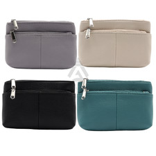 Women Ladies Girl Leather Grain PU Top Zip Purse with  Front  and  Back Zip