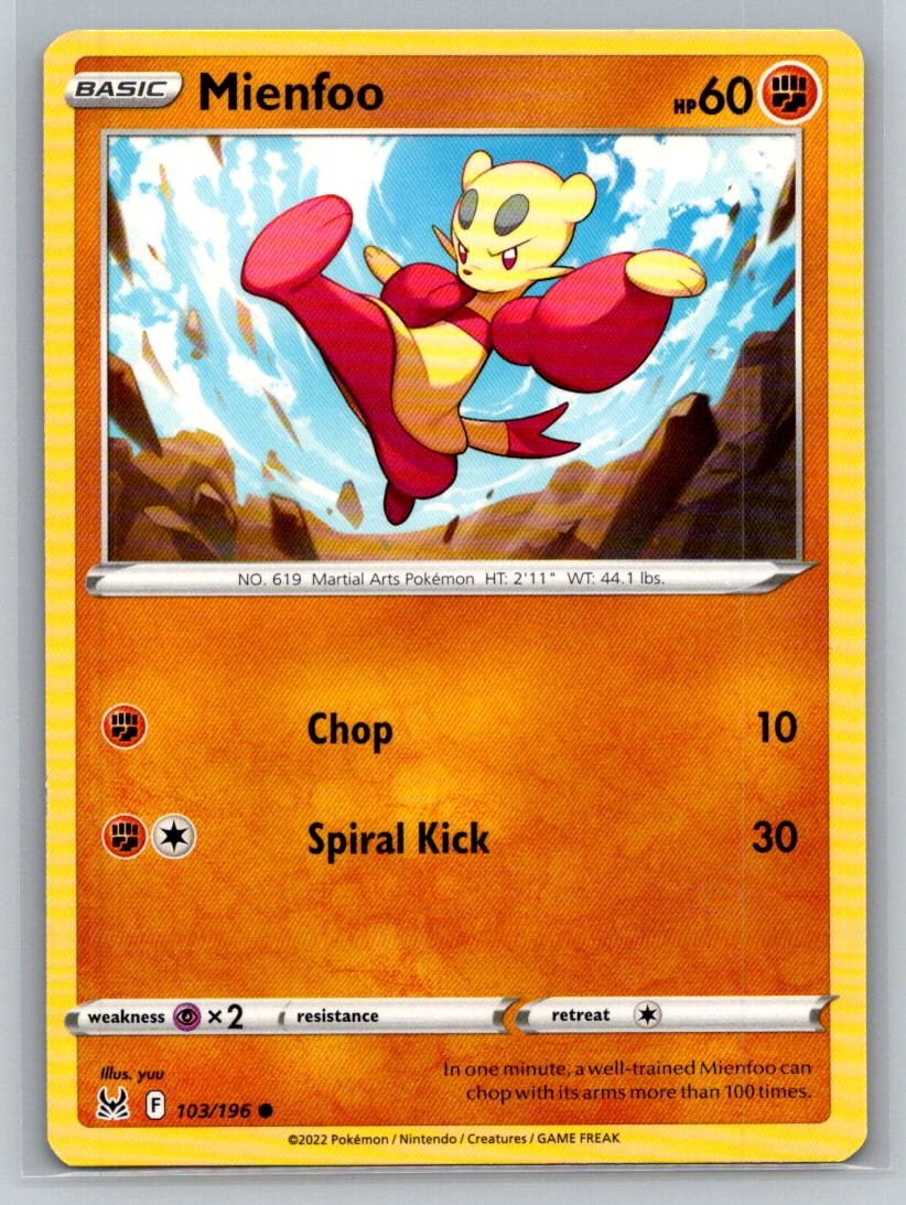 Mienfoo #103/196 SWSH11: Lost Origin Common - Pokemon Cards F38