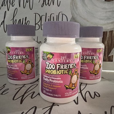 21st Century Zoo Friends Probiotic 30 Chewable Tbs 3pk Exp:09/26 Fruit Punch