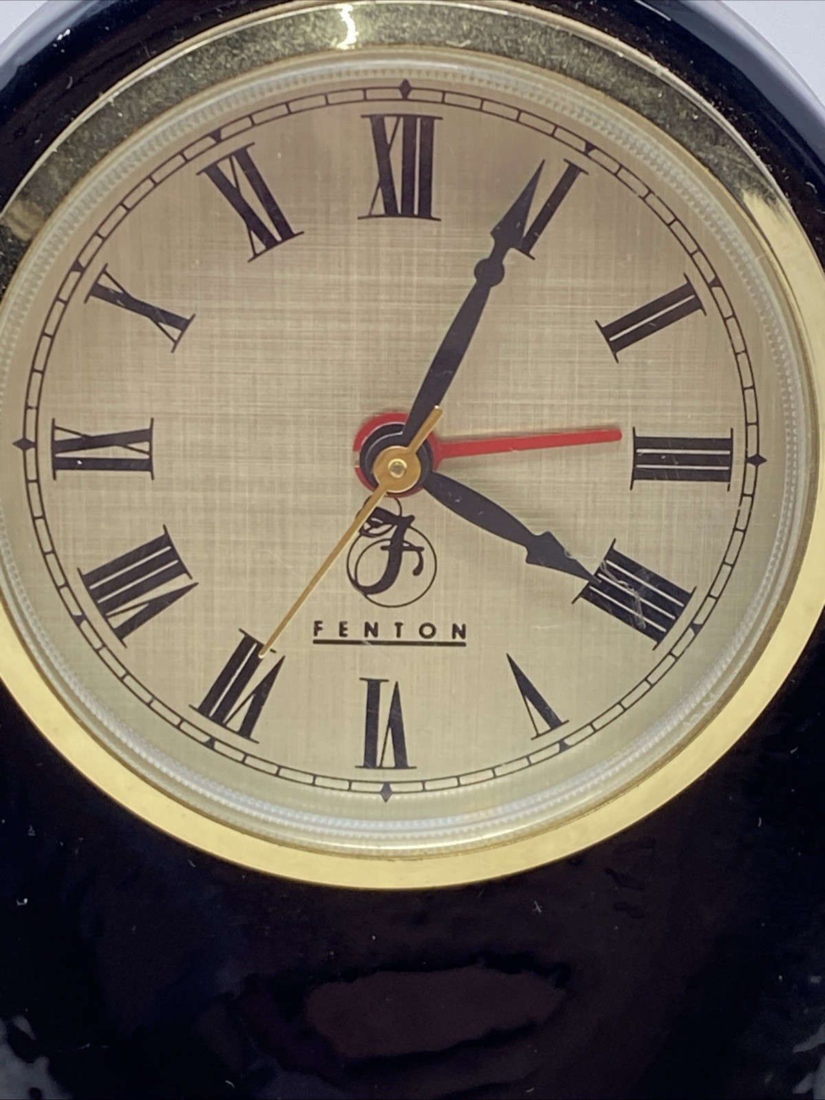 Fenton Clock Black And Gold - Test & Works - Missing Battery Cover
