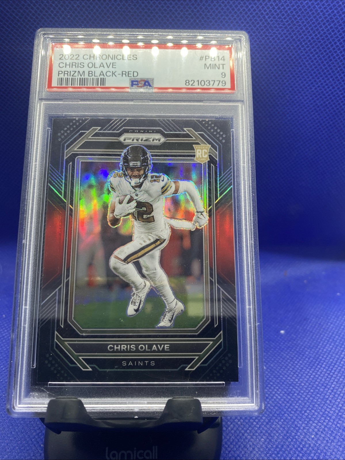 2022 PANINI CHRONICLES PRIZM BLACK RED #PB14 CHRIS OLAVE /99 PSA 9 Pop 3 Rookie