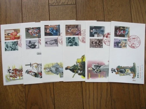 Japan Stamp First Day Cover Kabuki Series 6 Covers (歌舞伎シリーズ) 1991～1992