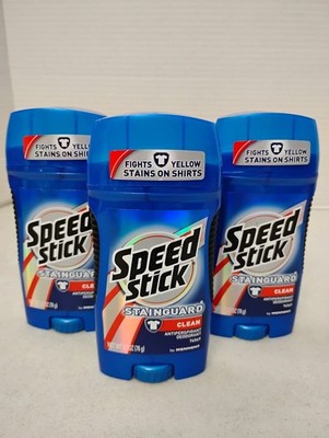 3 Speed Stick Stainguard CLEAN Antiperspirant Deodorant 2.7oz NEW AntiYellow '15