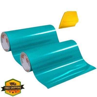 ORACAL 751 Gloss Turquoise Craft Vinyl 12''x24'' 2 Roll Pack Squeegee