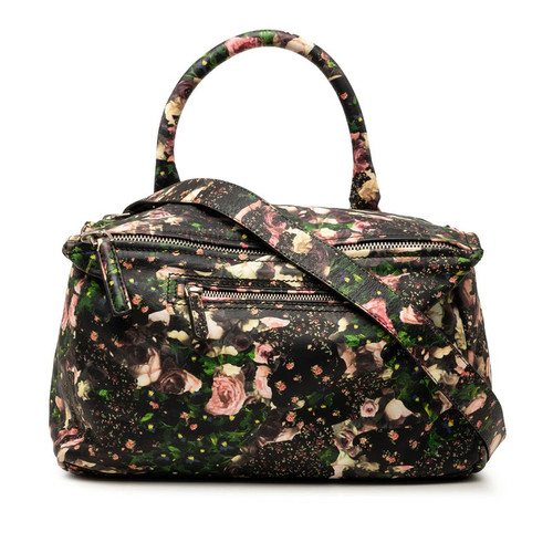 GIVENCHY Pandora Flower Handbag Shoulder Bag 2WAY Black Multicolor Leather