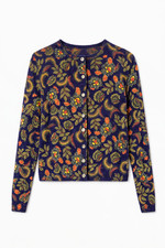 Cardigan Lands End lana merino paisley floreale bottoni manica lunga donna taglia XL