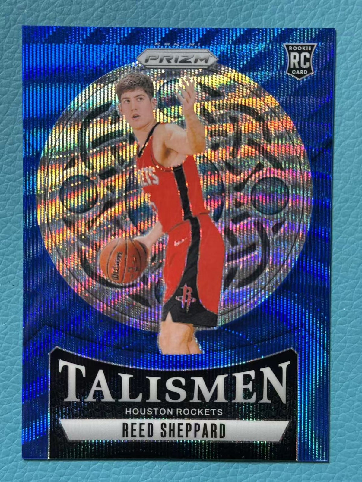 Reed Sheppard 2024-25 Panini Prizm 100/175 Blue Wave Talismen RC Rockets #2