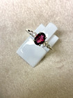 Elegant Natural Rhodolite Garnet Ring in Silver/Rhodium Plating with CZ, New — photo 5