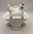 Vintage Westmorela Milk Glass Hen on Nest Covered Dish