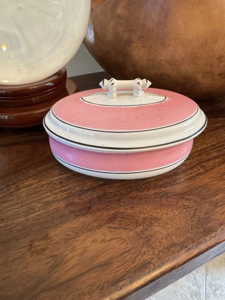Ironstone China Willets Manufacturing Co 1800’s Antique Lidded Dish Pink Trenton - Image 4 of 4