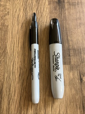 Sharpie EINZIEHBARE UND MEISSELSPITZE permanente schwarze Tinte (2 MARKER / 1 VON JEDEM)