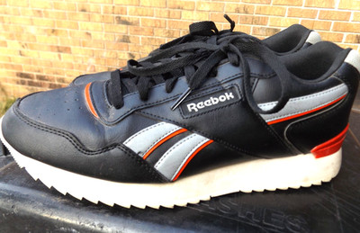 REEBOK RETRO GLIDE RIPPLE CLIP MENS 10.5   BLACK White RED Sneakers DO  IT