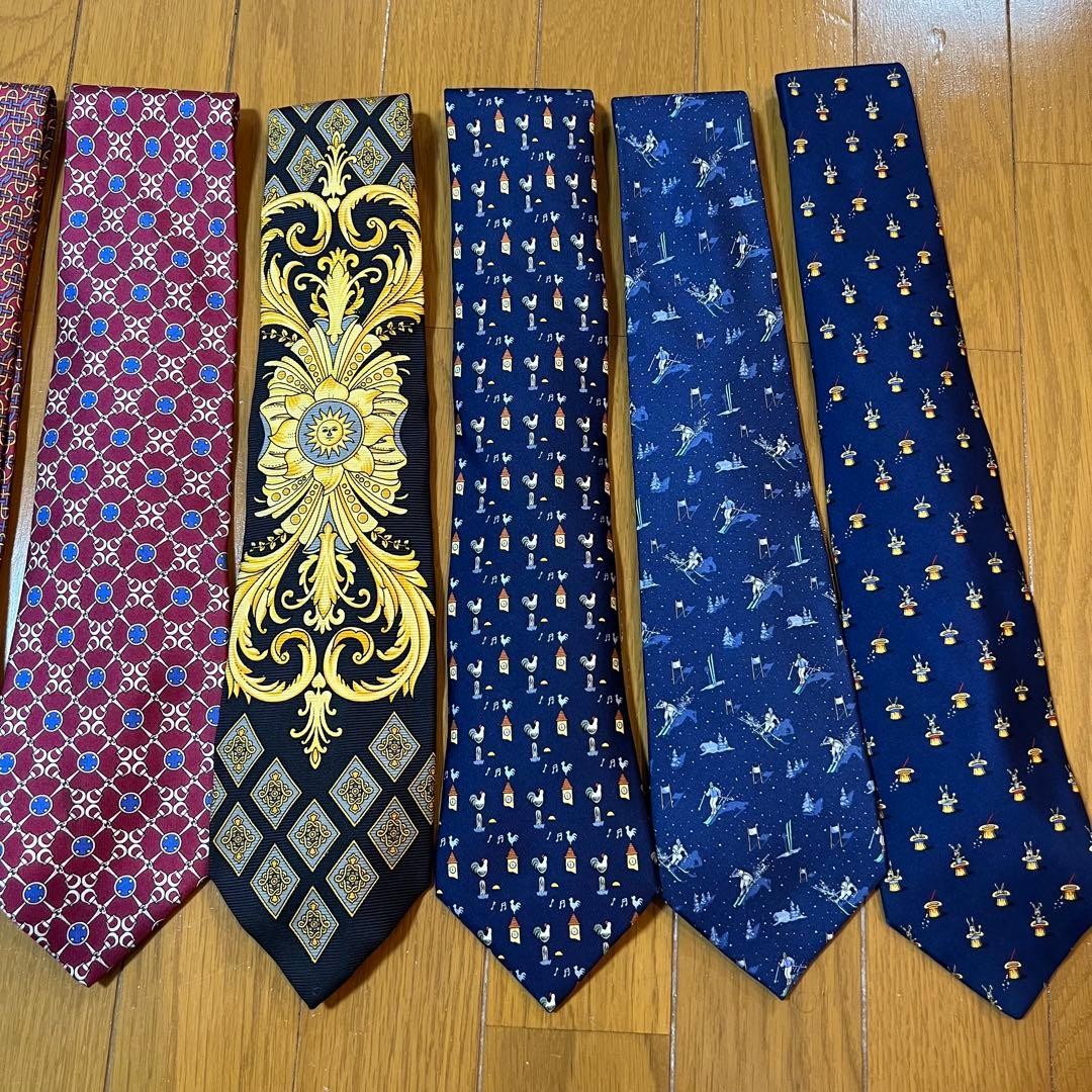Hermes Fendi Ferragamo Versace Silk Men's Tie Set 9 Pieces Used thumbnail 4