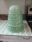 VTG FIRE KING JADEITE Swirl Nesting Mixing Bowls Set Of 4 PCS MINT!