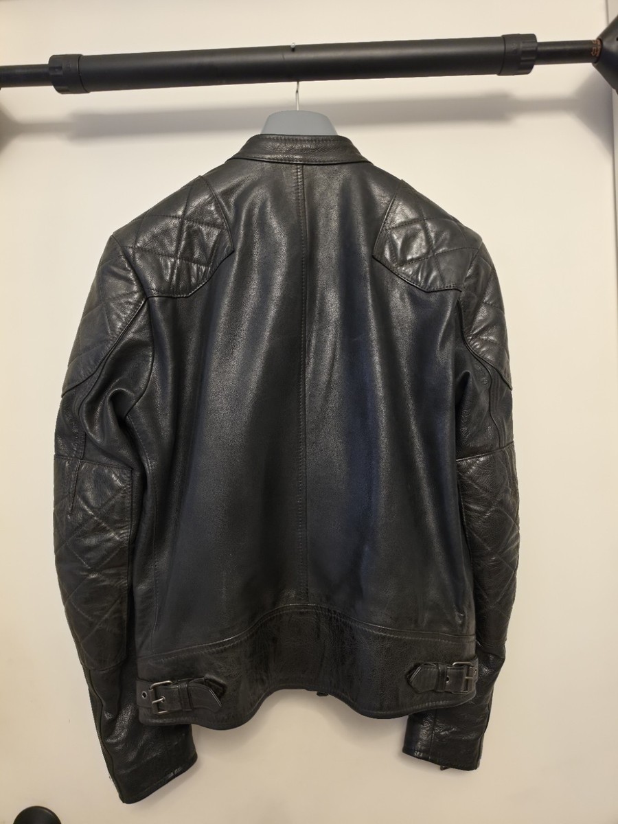 Belstaff Outlaw Leather Jacket Black Waxed Moto Biker Italy EU44 US34 View 4