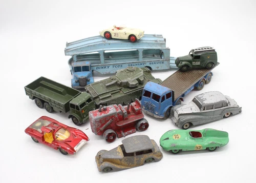 F x11 Vintage Dinky Diecast Vehicles Inc Pullmore Transporter Etc