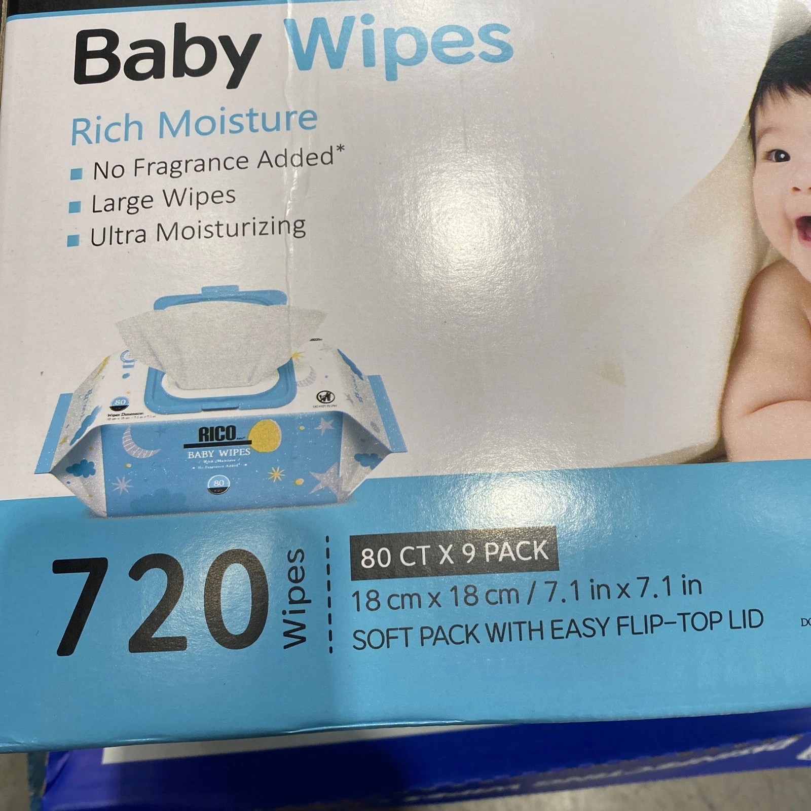 RICO Baby Wipes, Soft Pack With Easy Flip-Top Lid, Ultra Moisturizing, 720-Count
Opens in a new wind