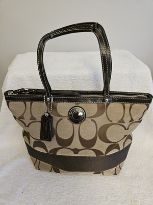 Coach F19046 NEW Signature Stripe Handbag Purse Tote Shoulder Bag