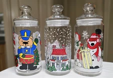 Vintage 90's 3 Lot Dunkin Donuts Christmas Canisters Vacuum Seals All Different