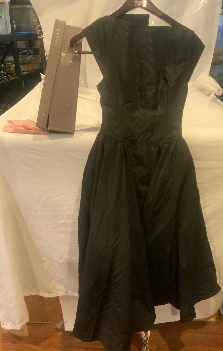 navy blue dress for baby girl Clothing: Midi Dresses: 'Debutante' Black Moire Satin Backless Midi Dress main image 0