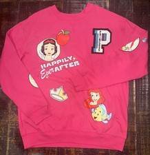Disney 100 Princess Graphic Fleece Sweatshirt Pink Womens Medium NWOT