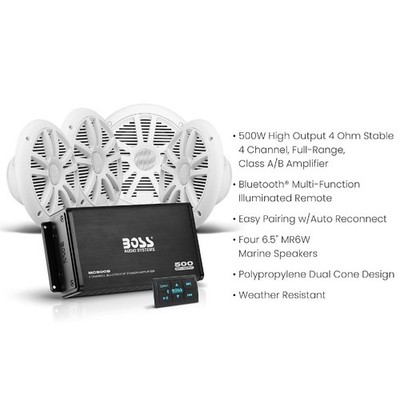 1 Boss Audio Systems ASK904B.64 4-Kanal Maritimes MP3 Multi-Kanal Kit