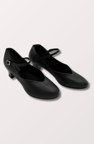 NIB Capezio Adult Jr. Footlight Character Shoes (1.5 Inch Heel) in Black (550)