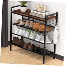 Shoe Rack for Front Door Entrance, 4 Tier Height-Adjustable Metal Shoe Rack-4