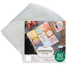 Scrapbook Refill Pages 12x12 Inch 50 Pack Fits 3 Ring Binders Top-Loading
