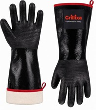 Grillixa Heat Resistant BBQ Grill Gloves, Standard Cotton Lining, 14 in, XL