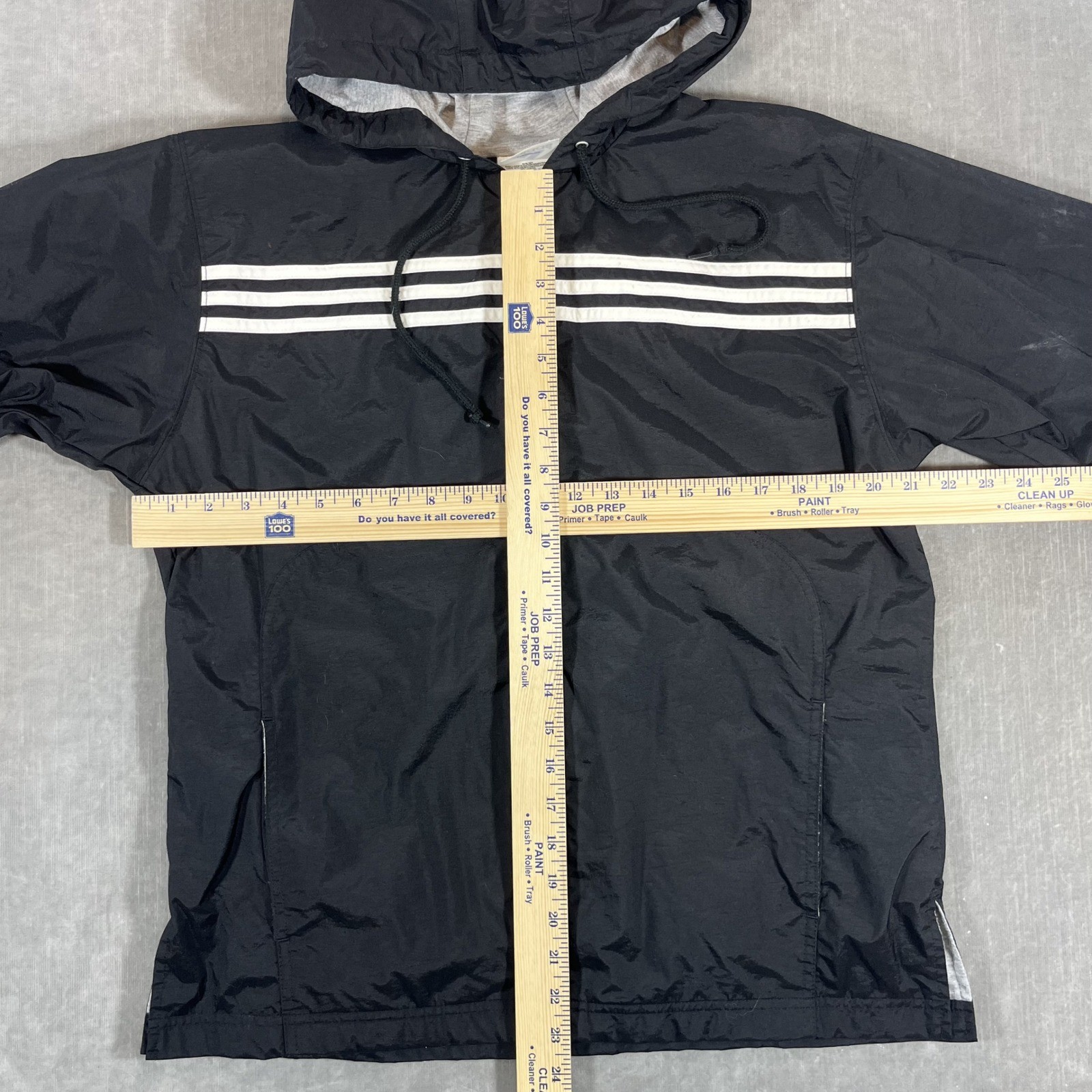 Adidas Mens Medium Black White Striped Hooded Windbreaker Jacket thumbnail 6