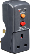 Single Socket RCD Safety Adaptor, Black