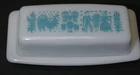 Vintage PYREX Turquoise Amish Butterprint Milk Glass Butter Dish & Lid