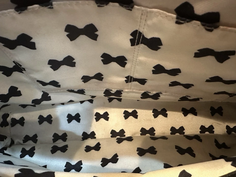 Bolso de Mano Kate Spade NY Chelsea Park Elena Negro Blanco Crema Jacquard Lunares Foto 4 de 4