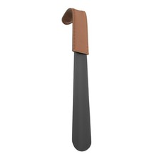 Shoe Horn 11.8" Metal Leather Curved Handle Shoe Helper Shoehorns, Brown Black
