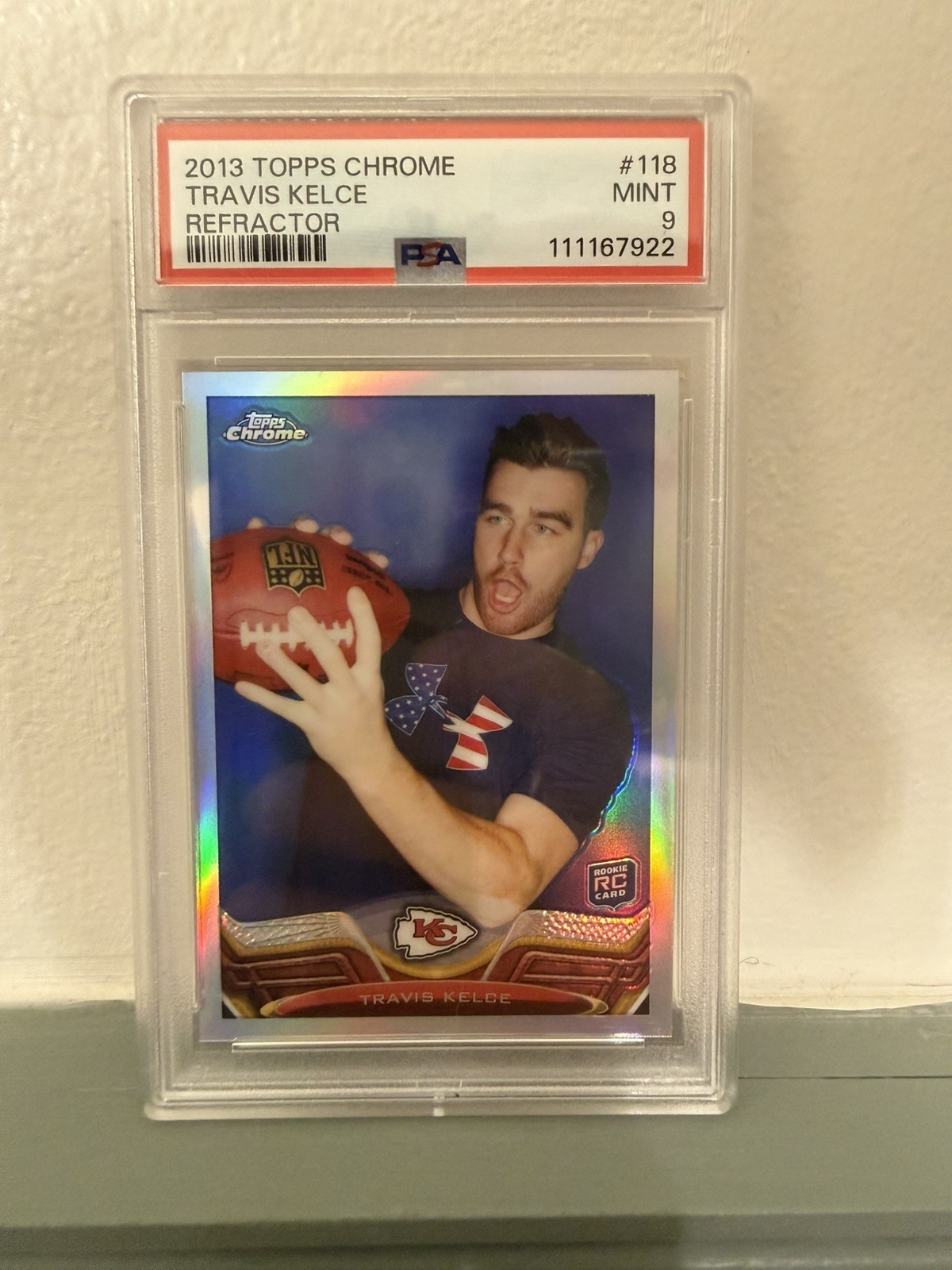 Topps Chrome 2013 Travis Kelce RC Refractor #118 Chiefs PSA 9 view 1