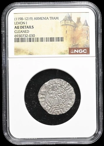 CRUSADERS, Cilician Armenia. Levon I. 1198-1219. Silver Tram. NGC AU Details