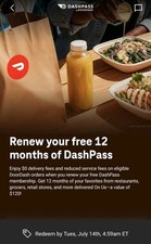 Doordash DashPass Retail Subscription 12 Months / 1 Year - Fast 