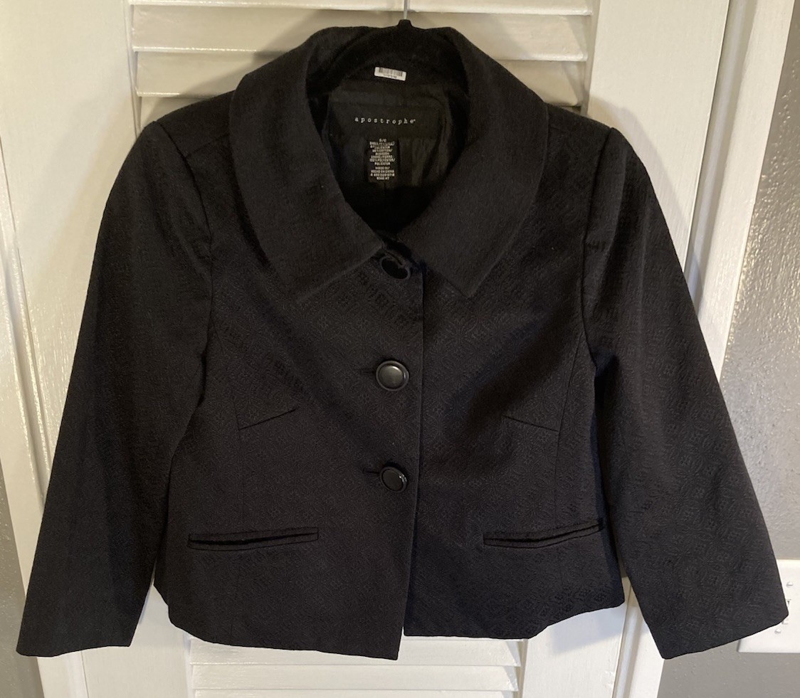 Apostrophe Blazer Black Jacket 3 Button Collared … - image 4