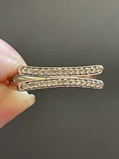 9ct 375 Yellow Gold Diamond Double Bar Ring Size Q 3.5g Hallmarked Vintage